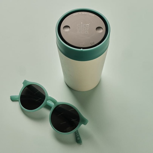 Circular Cup 8oz Chalk & Aquamarine Green