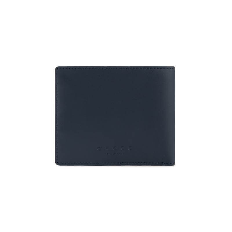 CROSS Soft Grain Leather Two-Tone 8CC Bifold Wallet - Blue/Mocha