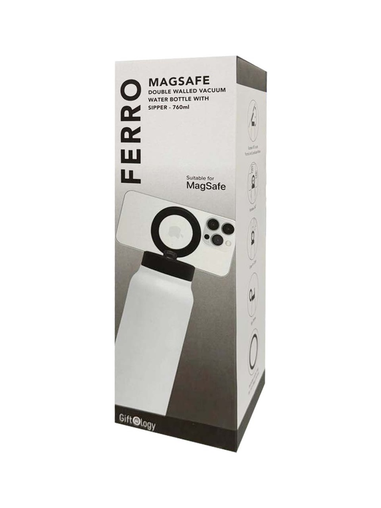 FERRO - Giftology Magnetic Phone Holder Water Bottle 760ml - White