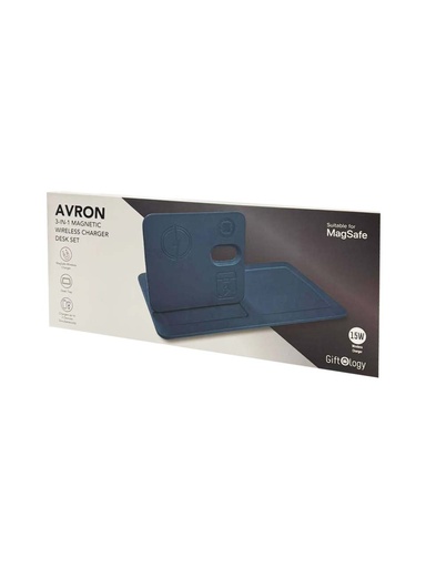 AVRON - Giftology 3-in-1 Magnetic Wireless Charger Desk Tray - Navy
