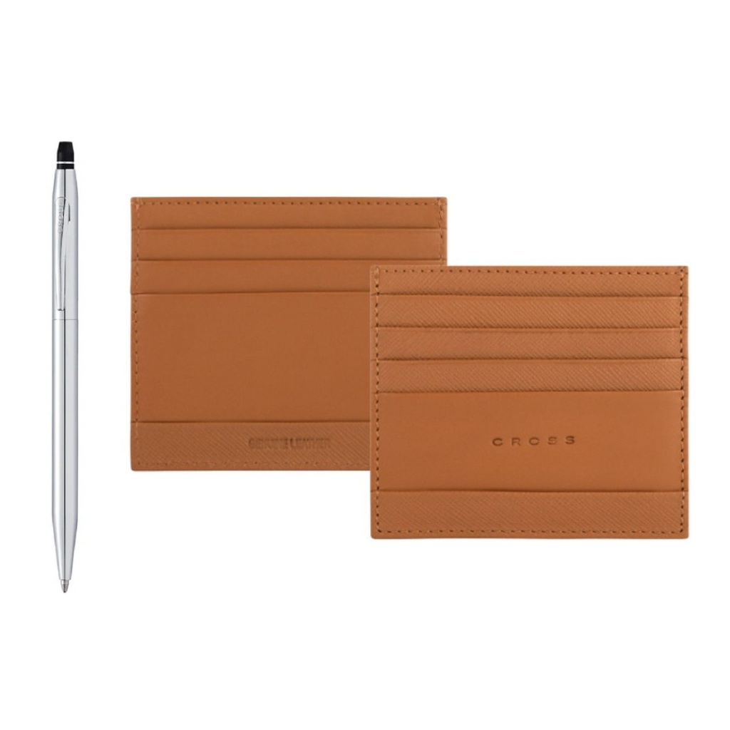 Cross Click™  Ballpoint Pen with Leather Cardholder - Mocha