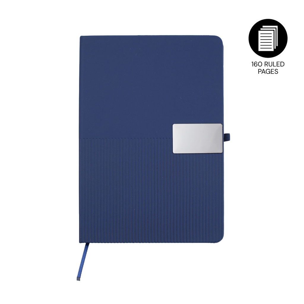 RIPPLE - Giftology A5 Hard Cover Notebook with Metal Plate - Navy Blue 