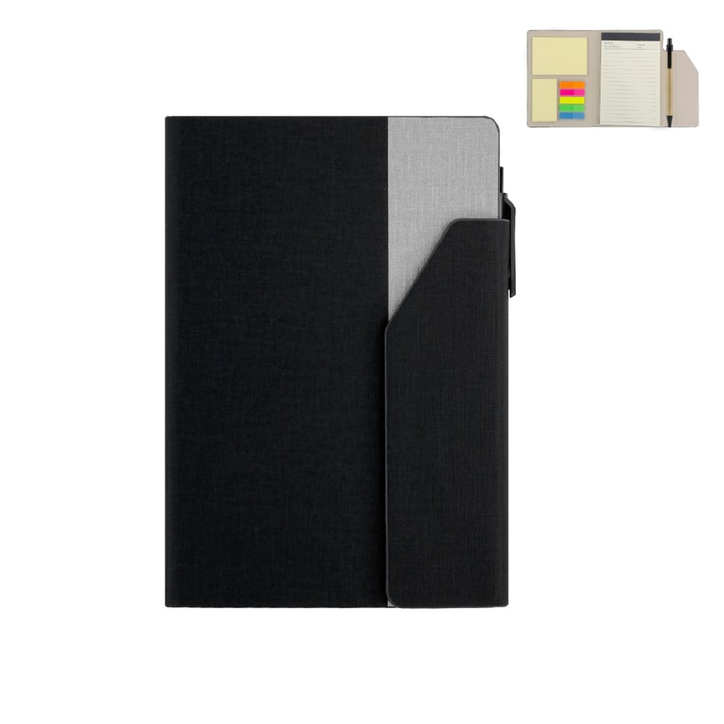 CARLO - Giftology Notepad with Pen and Sticky Note - Black 