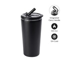 [DWHL 3312] MARBELLA - Hans Larsen Double Wall Tumbler with Sip Lid 600 ml - Black 