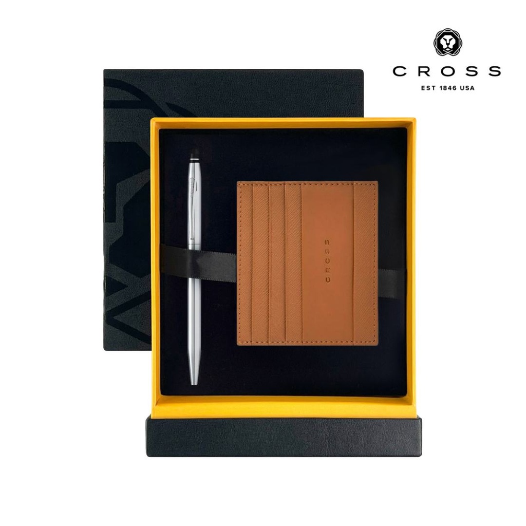 Cross Click™  Ballpoint Pen with Leather Cardholder - Mocha