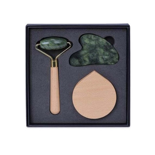 [GSWP 3102] LUNA - Set of Jade Face Roller, Guasha and Mirror 